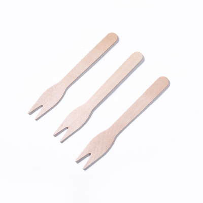 85mm Birchwood Compostable Disposable Wooden Utensils Chip Forks Bulk For Fruit Snack