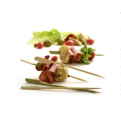 Biodegradable Paddle Bamboo Roasting Sticks Flat Wooden Skewers 4 Inch