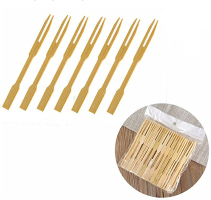 Customized Mini Biodegradable Bamboo Party Forks Disposable 9cm
