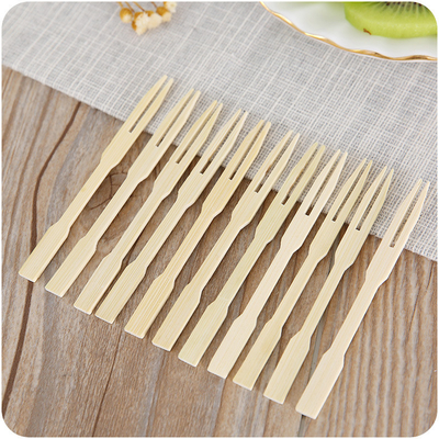 Customized Mini Biodegradable Bamboo Party Forks Disposable 9cm