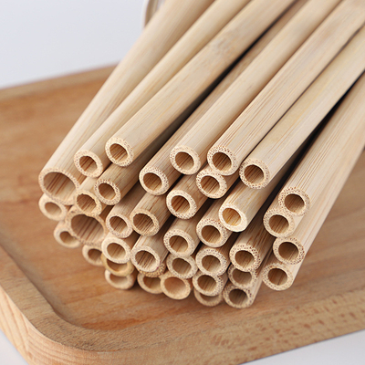 Fully Compostable Natural White Bamboo Straws For Bubble Tea 20cm