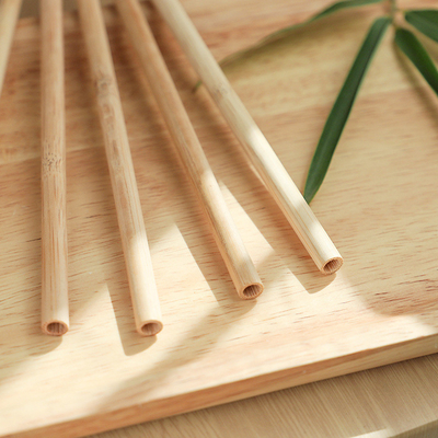 Fully Compostable Natural White Bamboo Straws For Bubble Tea 20cm