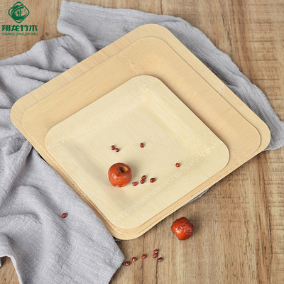 Square Compostable Plates Bulk Disposable Bamboo Dishware 18cm