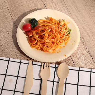 LFGB Bulk Biodegradable Disposable Wooden Plates 160mm For Party Wedding