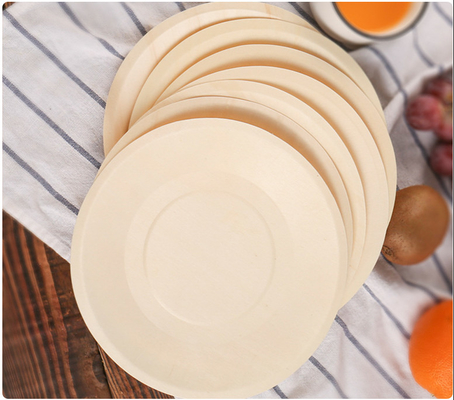 7.5inch Compostable Birchwood Disposable Wooden Plates Tableware Bulk For Snacks