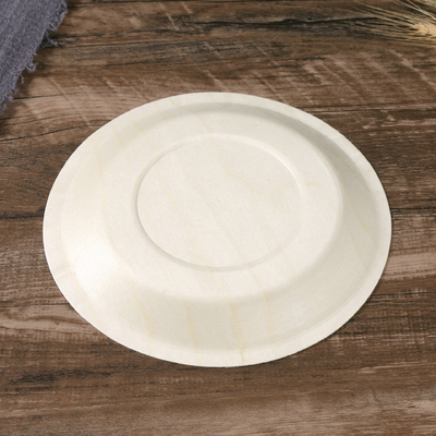 7.5inch Compostable Birchwood Disposable Wooden Plates Tableware Bulk For Snacks