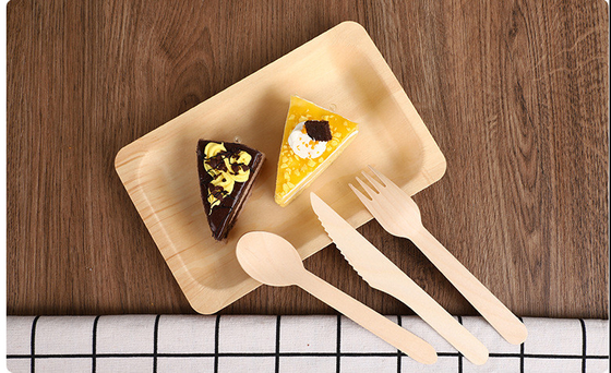 Biodegradable Rectangular Disposable Wooden Plates tableware 200×125×20mm