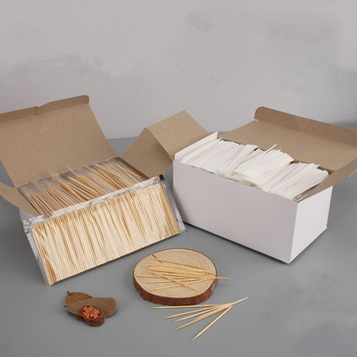 OEM 1000 Pcs Thin Bamboo Bulk Toothpicks Individually Paper Wrapped Of White Box