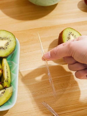 Individually Plastic Bag Wrapper Bamboo Tooth Picks For Fruit Salad