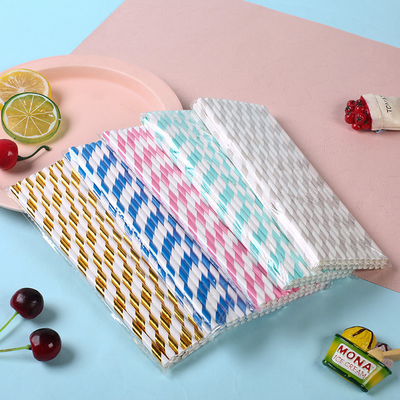 20cm Colorful Biodegradable Paper Drinking Straws For Cocktail Christmas Party