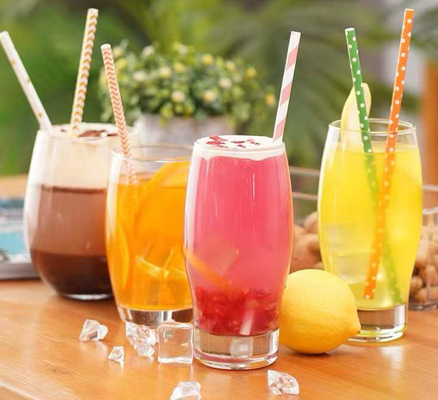 20cm Colorful Biodegradable Paper Drinking Straws For Cocktail Christmas Party