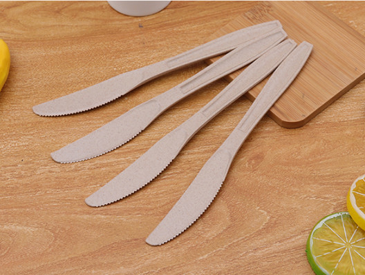 190mm Organic Wheat Fiber Disposable Knife Cutlery Eco Friendly For Travel