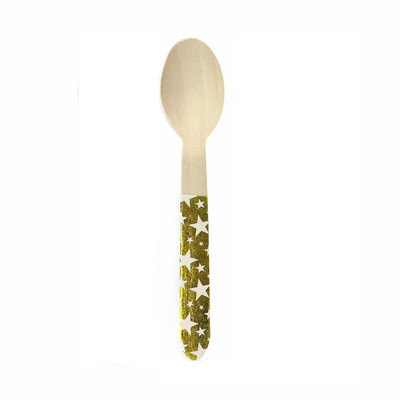 Bling Golden Star Wooden Party Birthday Disposable Cutlery Tableware