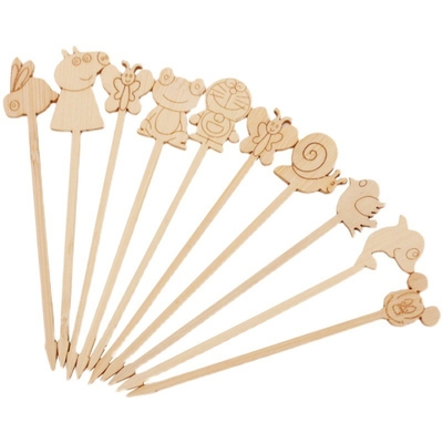 Disposable Carton Style Bamboo Cocktail Picks Fruit Food Bamboo Picks