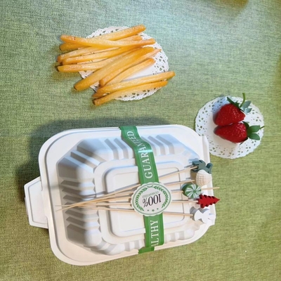 800ml Disposable Cornstarch CPLA Food Container Set With Bamboo Pick Customized In Takeout Food Store
