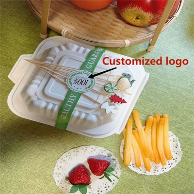 800ml Disposable Cornstarch CPLA Food Container Set With Bamboo Pick Customized In Takeout Food Store