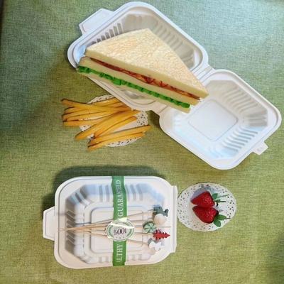 800ml Disposable Cornstarch CPLA Food Container Set With Bamboo Pick Customized In Takeout Food Store
