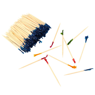6.5 Cm Colorful Disposable Decorative Bamboo Wood Tooth Picks For Cocktail Fruit