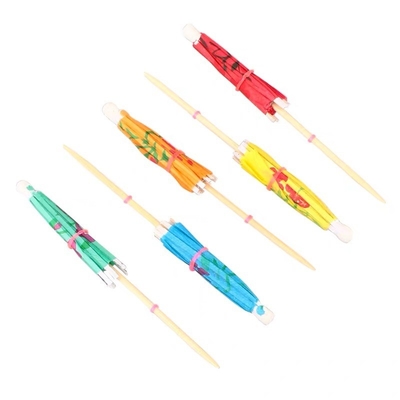 10cm Disposable Wooden Bamboo Bulk Toothpicks Cocktail Umbrella Picks 144Pack