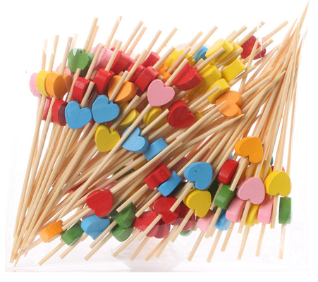 15cm Disposable Bamboo Toothpick Cocktail Stick Heart Shaped
