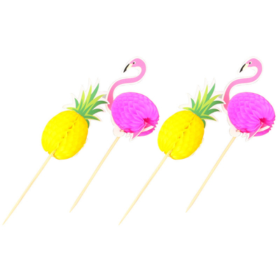 10CM Disposable Wood Bulk Toothpicks Flower Flamingo for Baking Cake