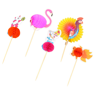 10CM Disposable Wood Bulk Toothpicks Flower Flamingo for Baking Cake