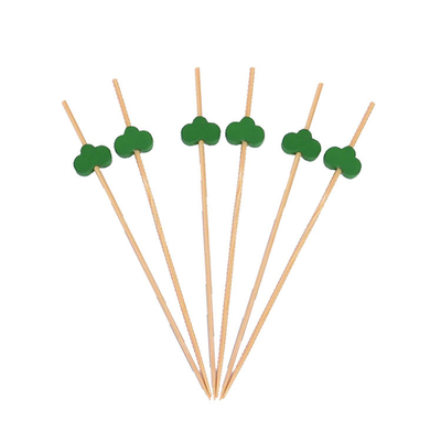 Custom Disposable Bamboo Cocktail Garnish Picks Flower Shaped 15cm