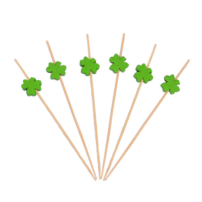 Custom Disposable Bamboo Cocktail Garnish Picks Flower Shaped 15cm