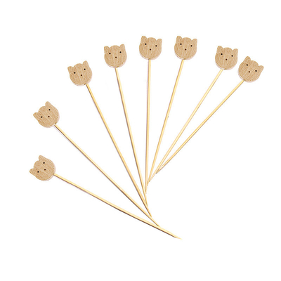 Animal Shape Disposable Bamboo Cocktail Picks Customized Shape Bamboo Food Picks