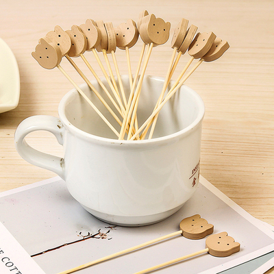 Animal Shape Disposable Bamboo Cocktail Picks Customized Shape Bamboo Food Picks