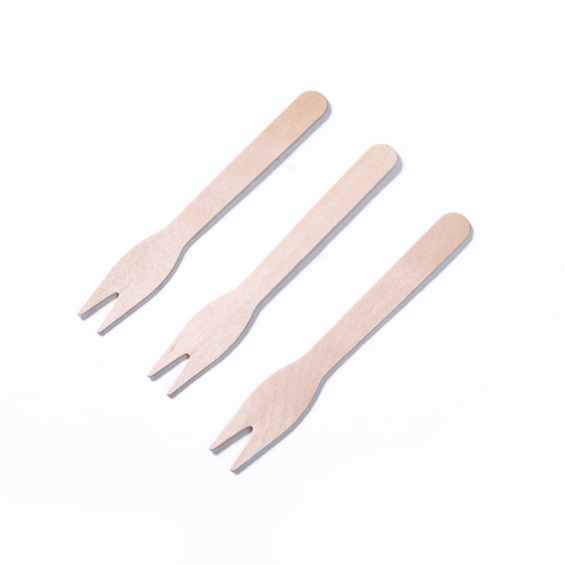 85mm Birchwood Compostable Disposable Wooden Utensils Chip Forks Bulk For Fruit Snack