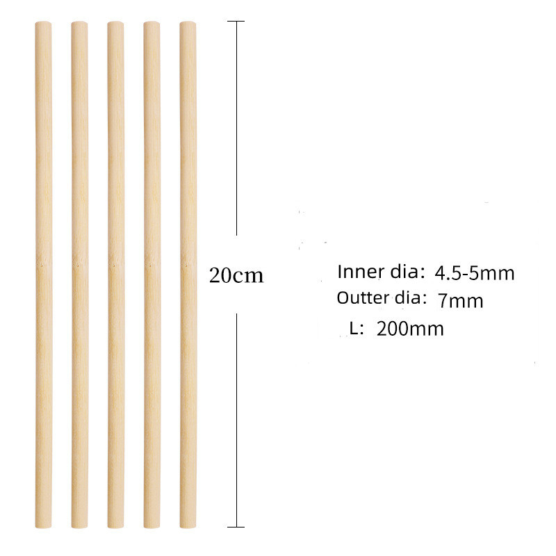 7mm Eco Friendly bulk Bamboo Drinking Straws 100Pack Custom