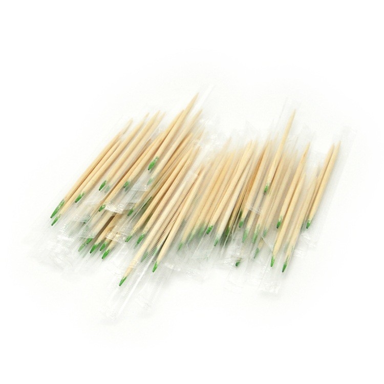 2.0mm 6.5cm Disposable Mint Bamboo Individually Wrapped Toothpicks For Tooth Health