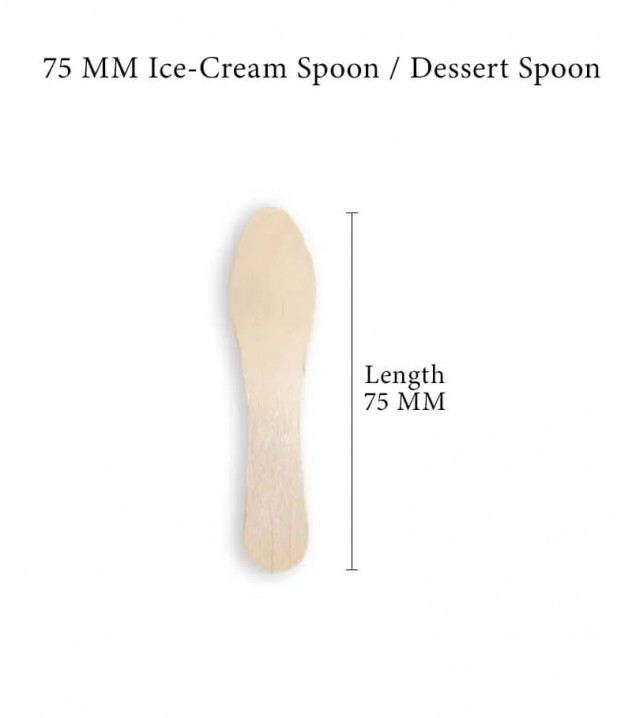 Eco Smooth Dessert Wooden Ice Cream Spoons Taster 75mm-50pcs Paper Bundle