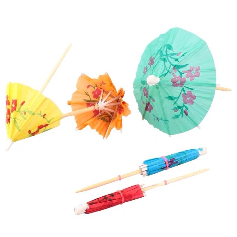 10cm Disposable Wooden Bamboo Bulk Toothpicks Cocktail Umbrella Picks 144Pack